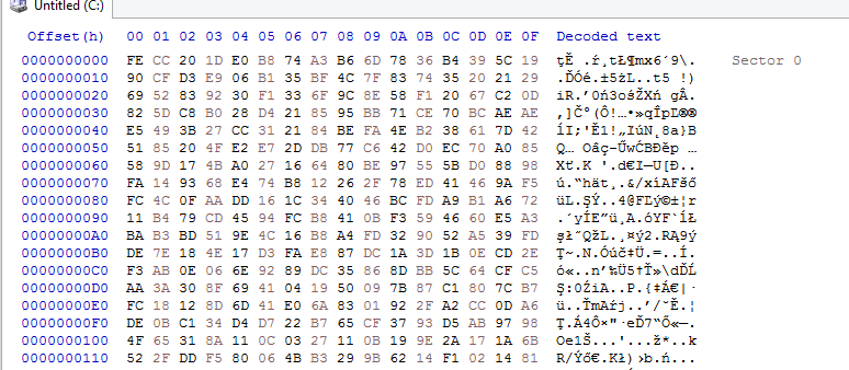 Sector overwritten by HermeticWiper, seen in HxD