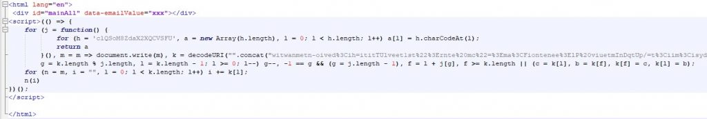 Fig. 4. Example of obfuscation in an HTML attachment
