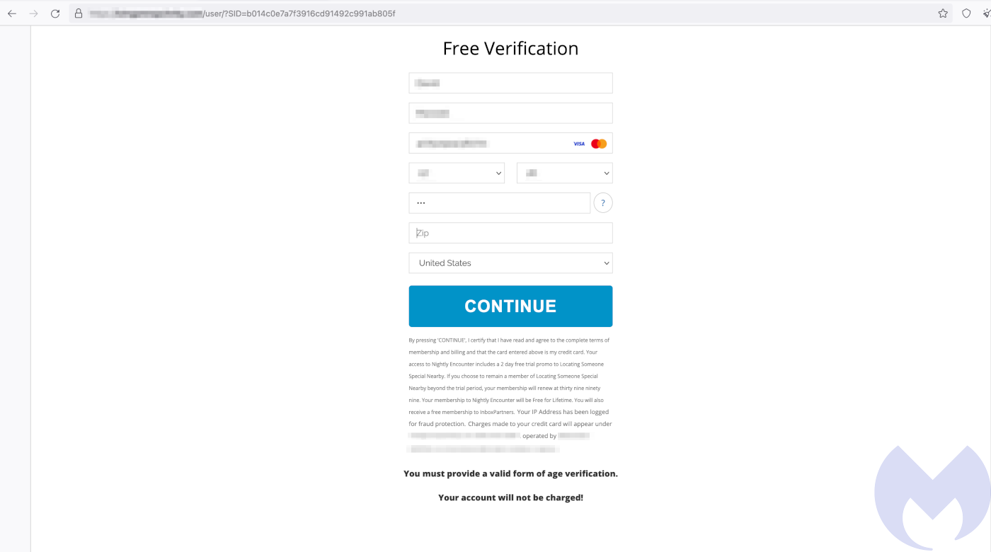 A "Free verification" page