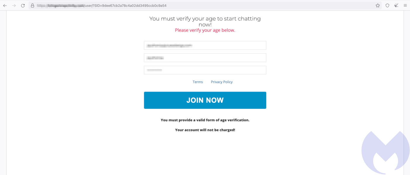 An "age verification" website asks for a username and password