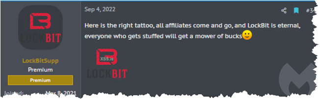 The LockBit tattoo offer