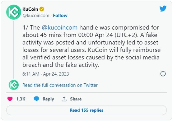 KuCoin tweet