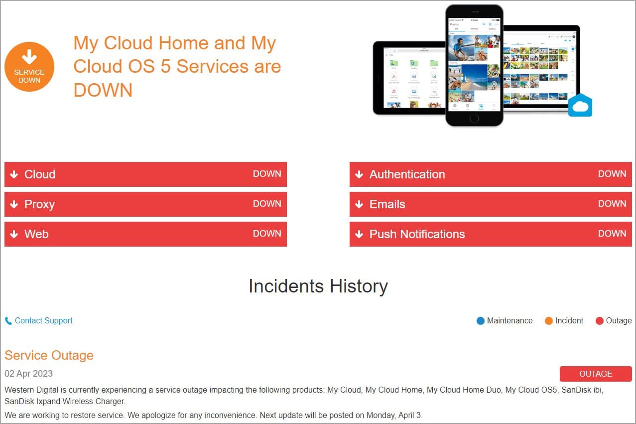 My Cloud status page