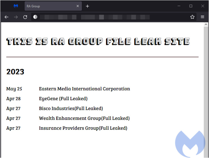 The RA Group dark web leak site