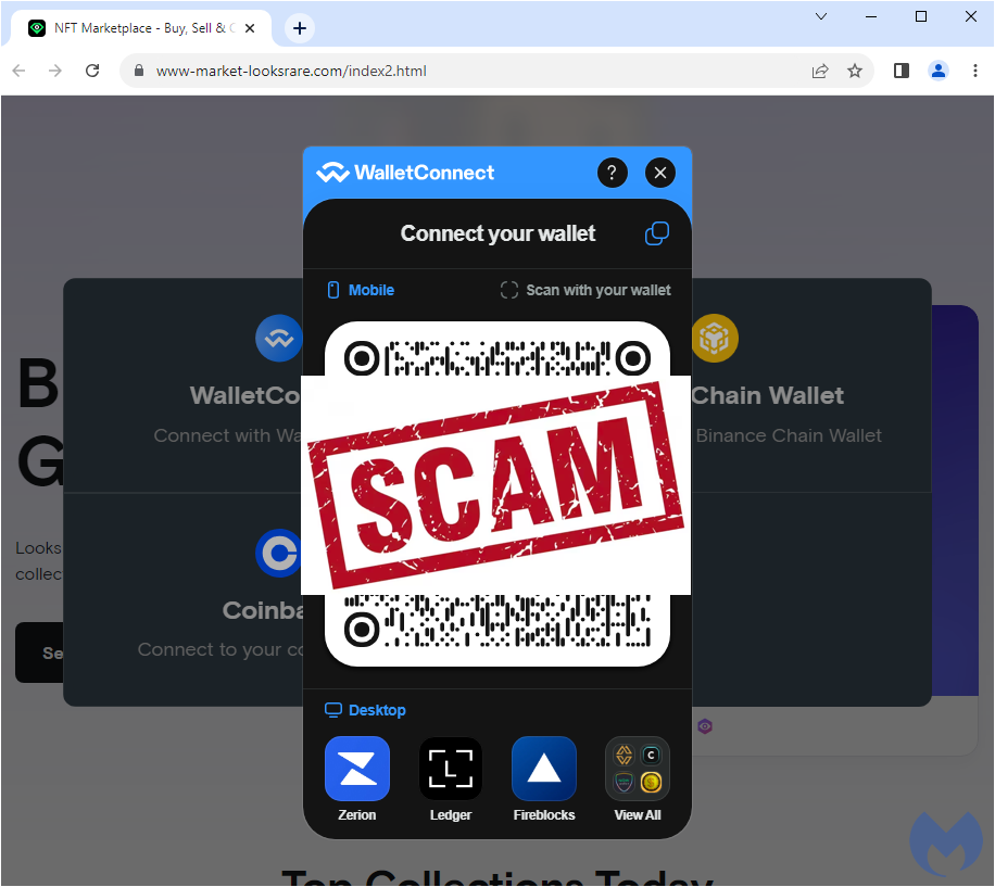 QR code on phishing site