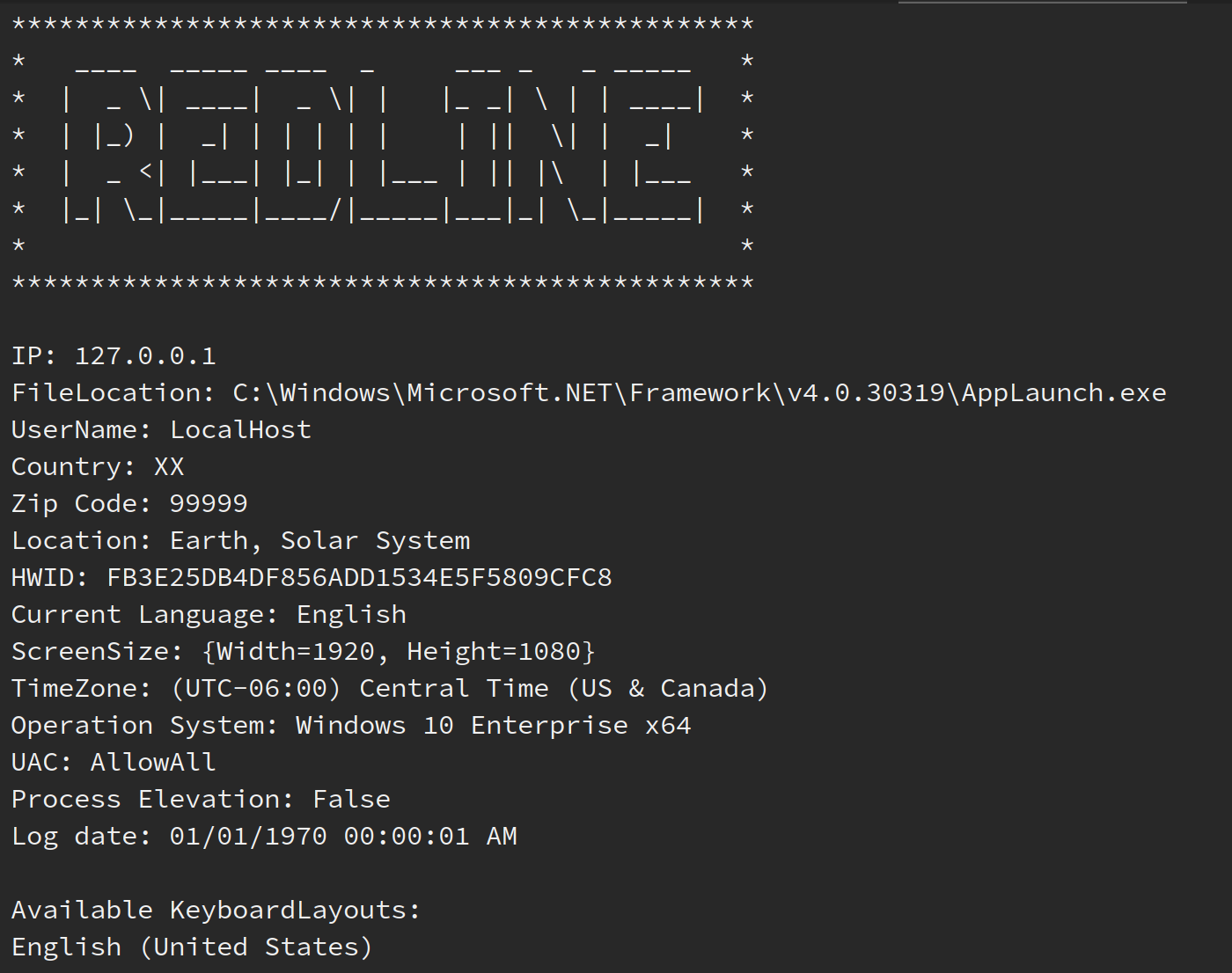 RedLine Stealer log file