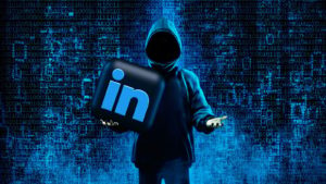 hacker holding linkedin