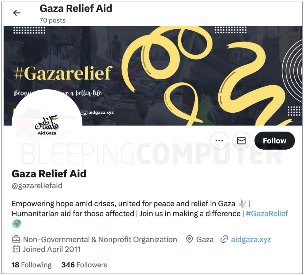 Aid Gaza Twitter account