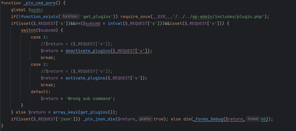 Controlling plugin activation/deactivation