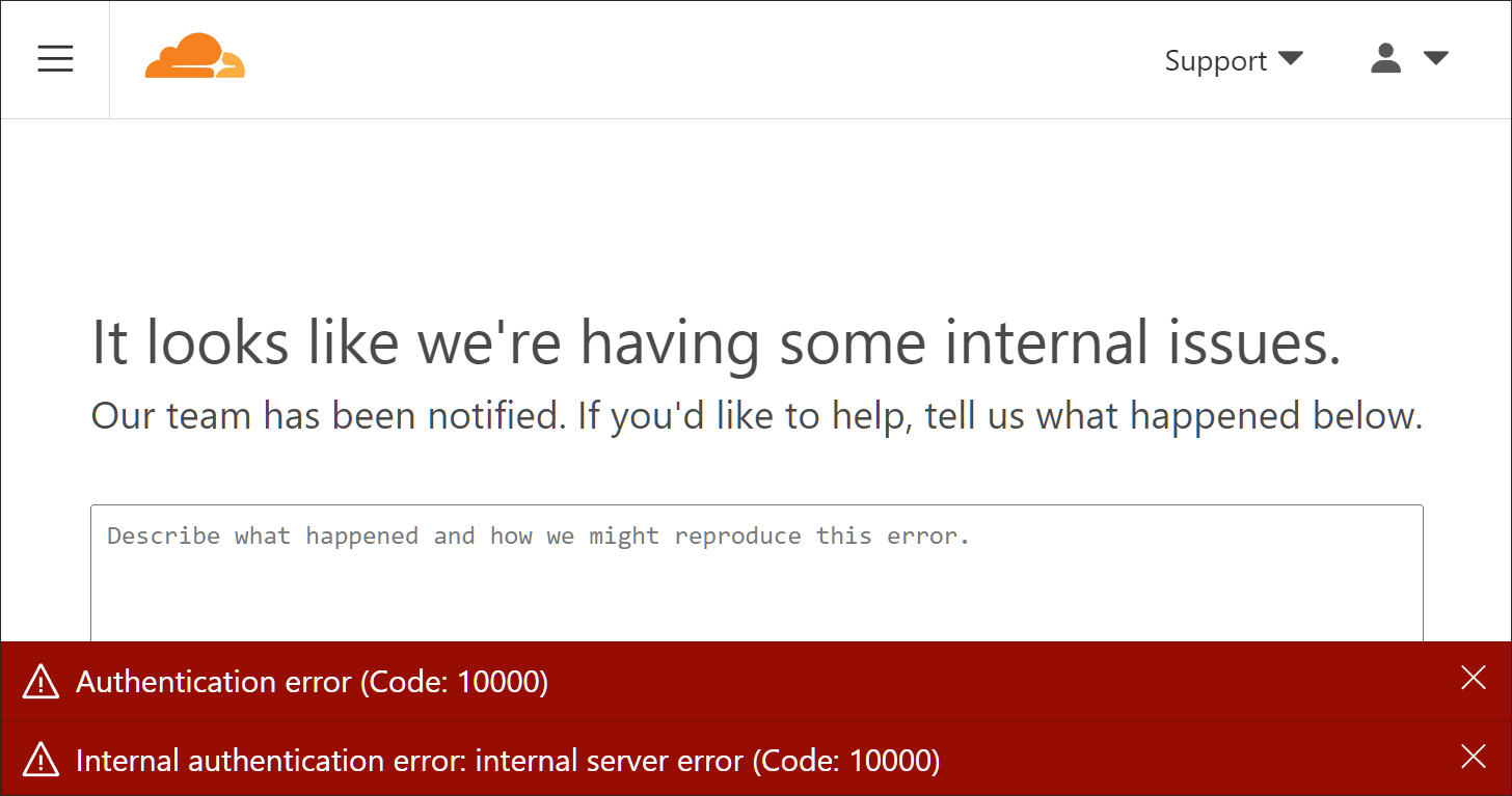 Cloudflare dashboard outage