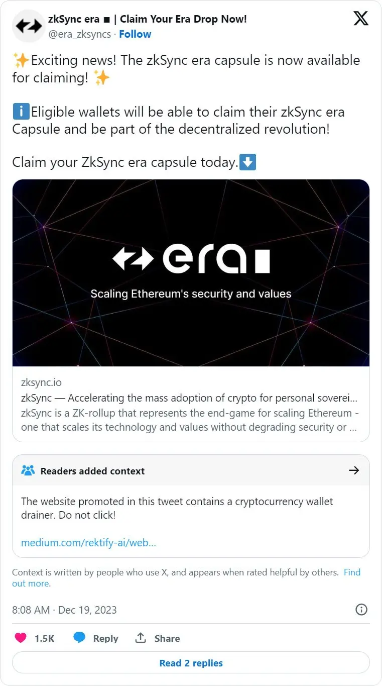 Crypto scam on X