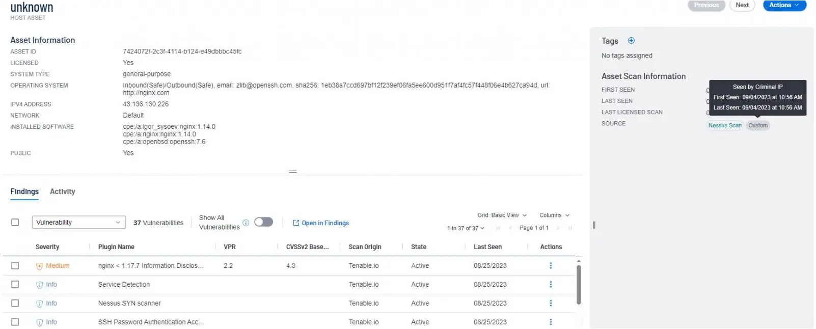 Crucial IP Address Information Detected by Criminal IP