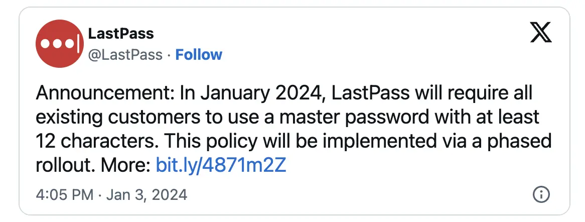 LastPass tweet