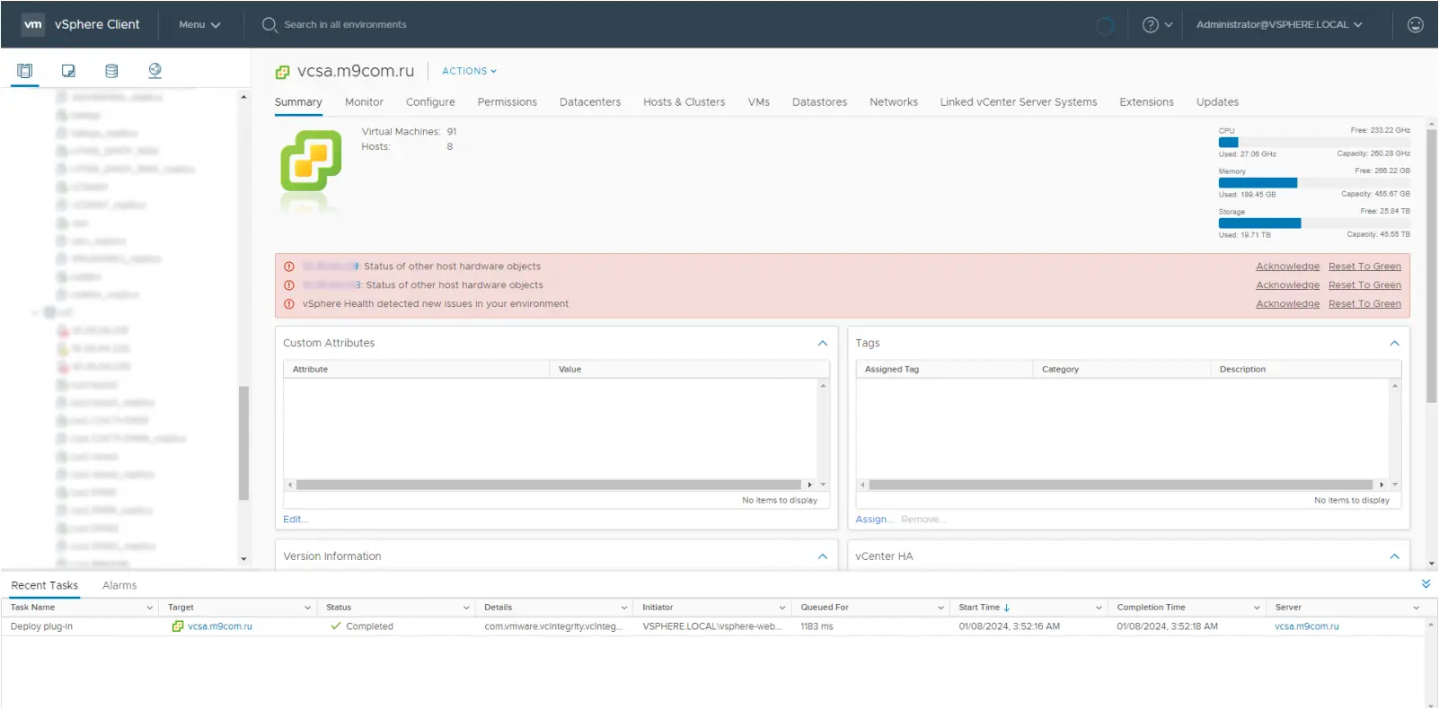 Screenshot from M9com's vSphere